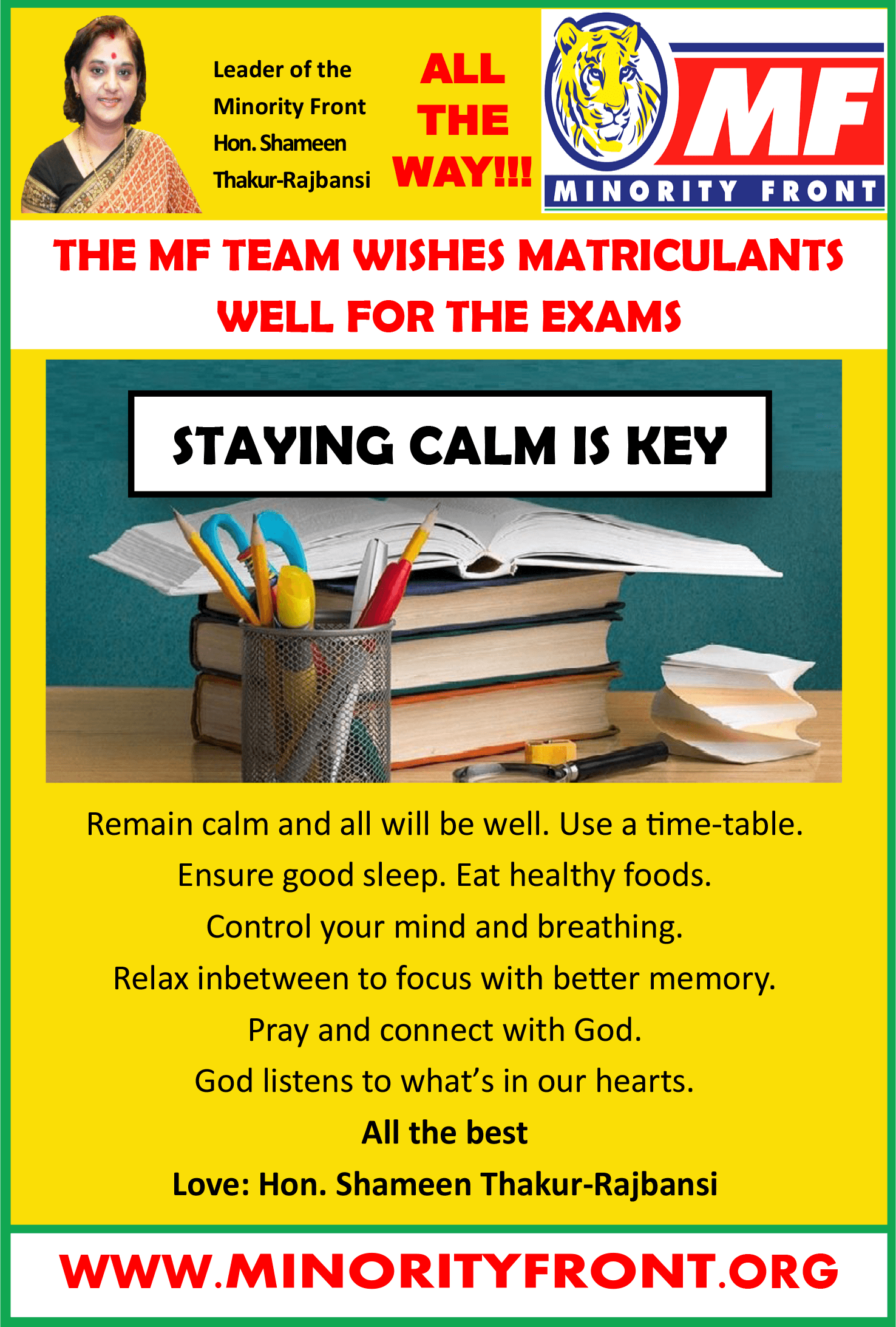 The MF Team Wishes Matriculants Well For The Exams